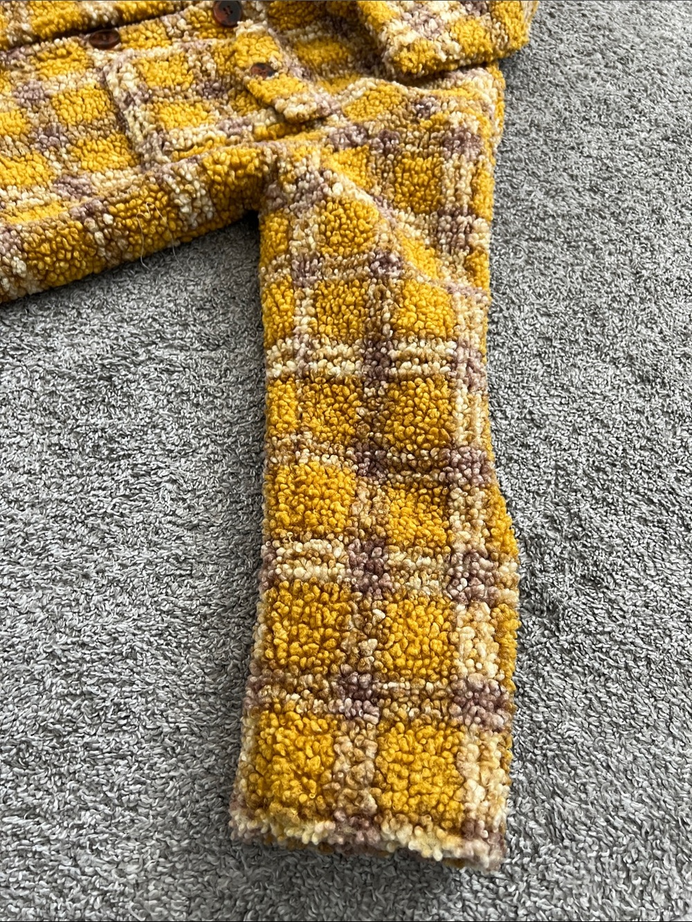 Anthropologie Driftwood Ryan Mustard Plaid Sherpa Shirt Jacket - Size S - Picture 7 of 13